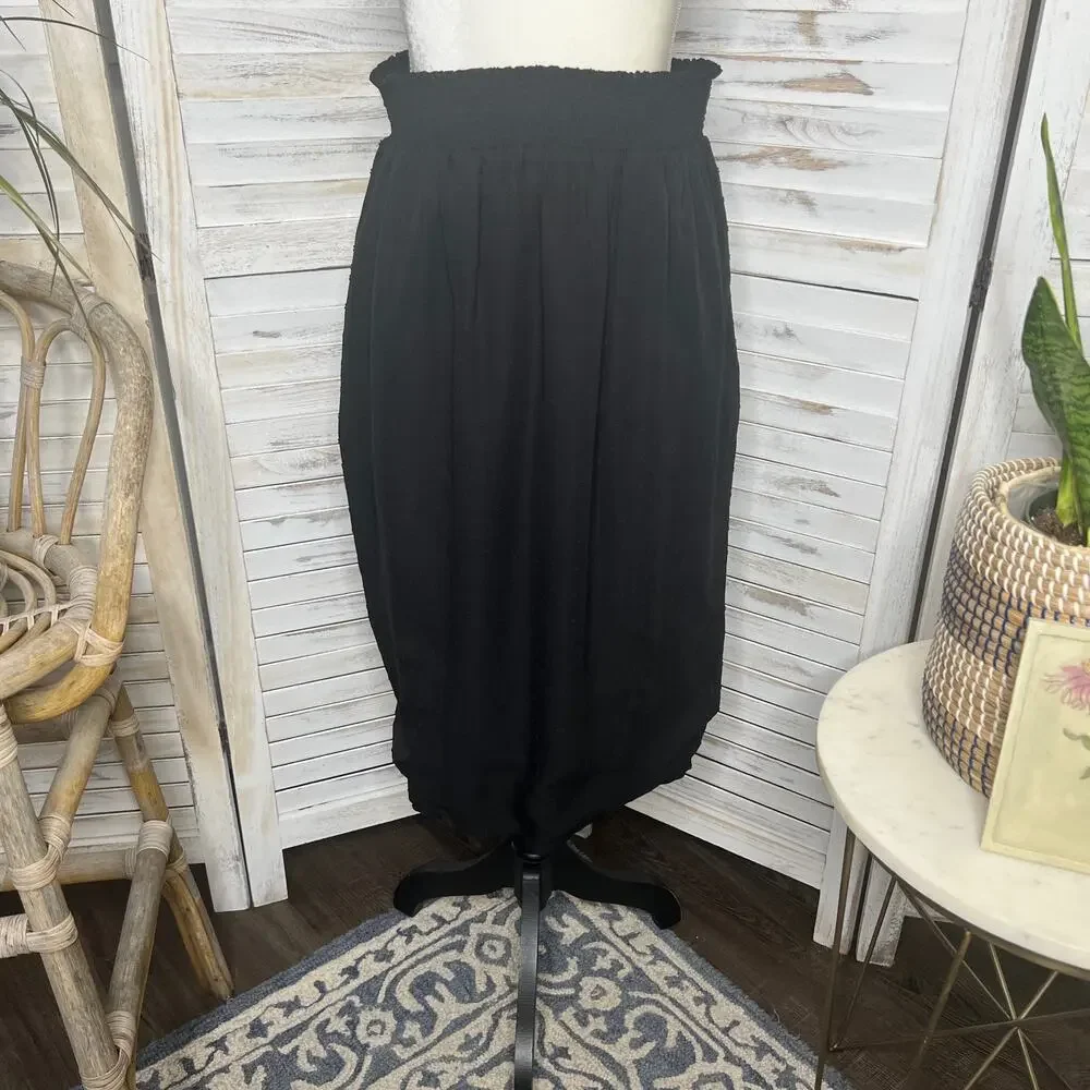 UNIVERSAL STANDARD Women's XS 10 12 Blair Swiss Dot Midi Skirt Chiffon Black - Picture 3 of 14